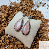 Sunstone Teardrop Cz Pave Set Earring, 925 Silver Gold Plated Earring, Gift For Friends, Gemstone Earrings, Pave Set Earring, Fancy Earrings